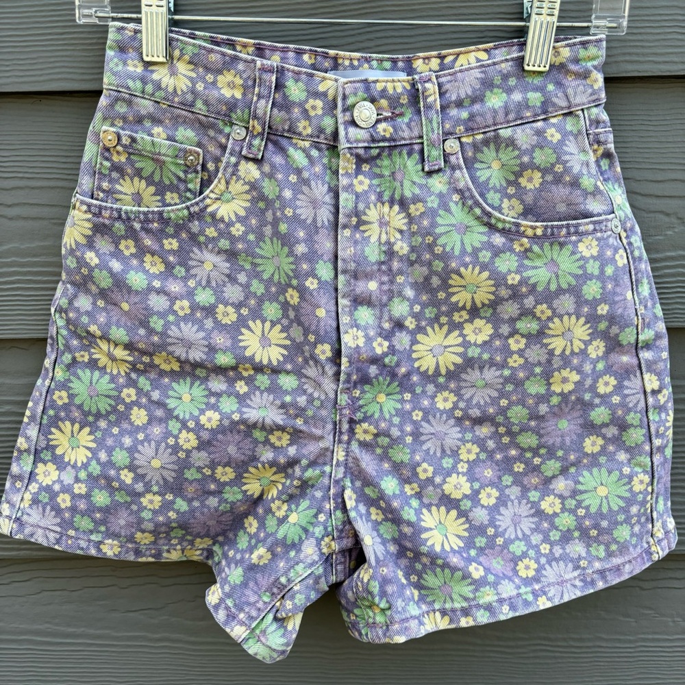 Zara floral denim shorts